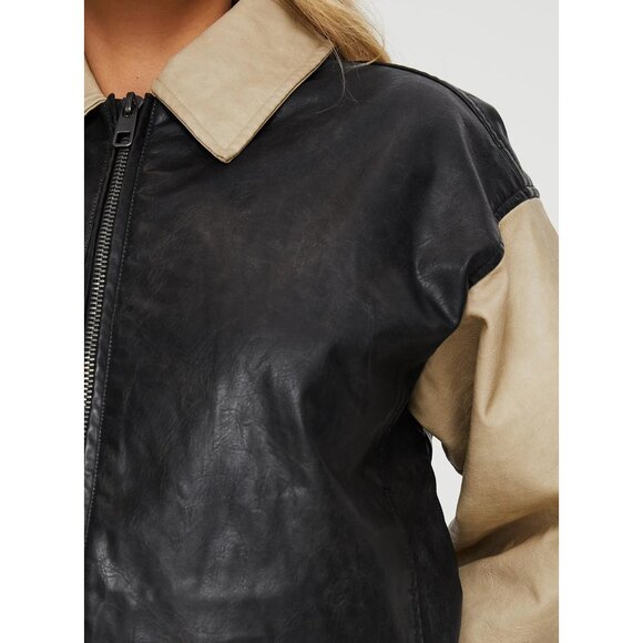 LIONESS Nirvana Bomber in Camel XX-Small New Womens Vegan Faux Leather Jacket - Picture 13 of 17